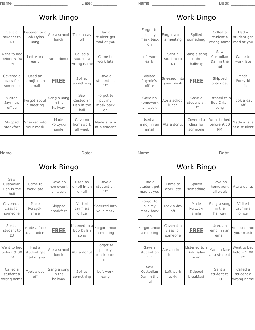 Work Bingo