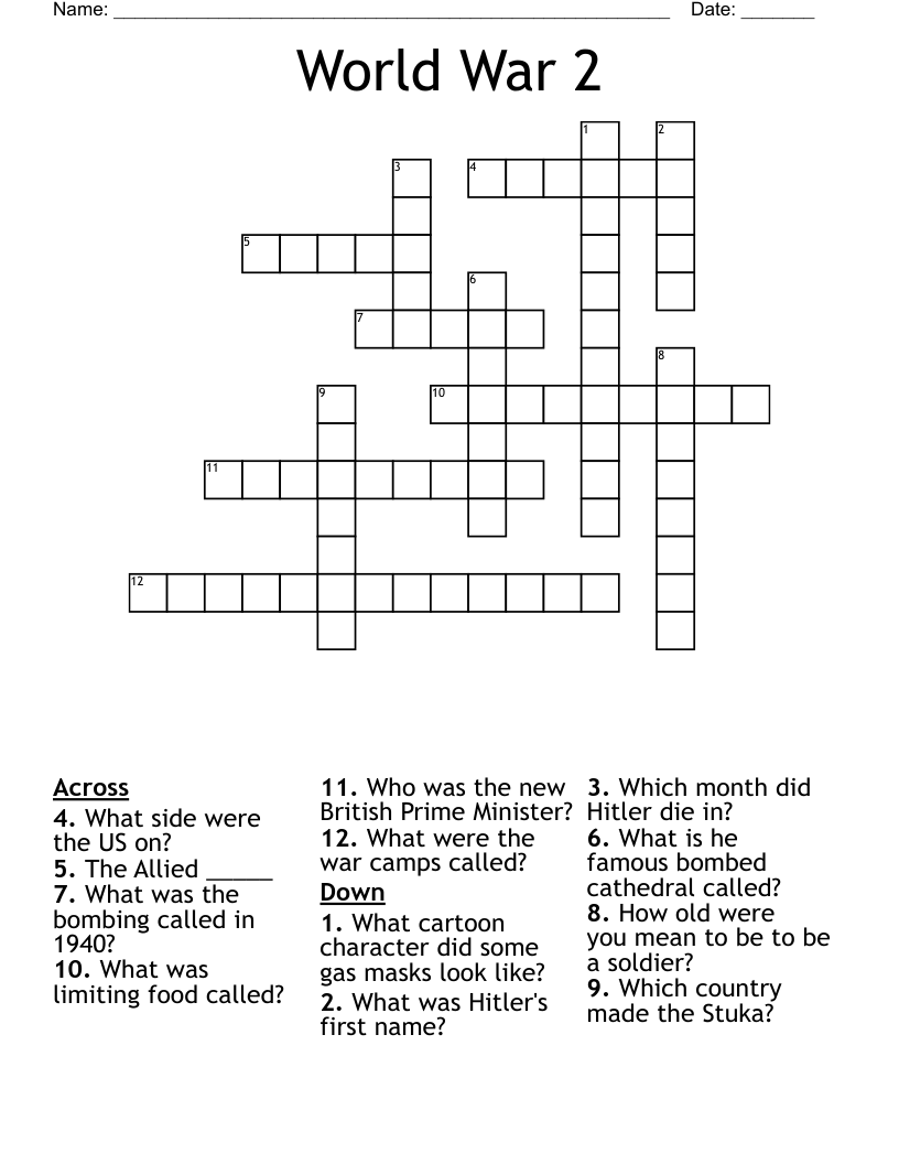 World War 2 Crossword