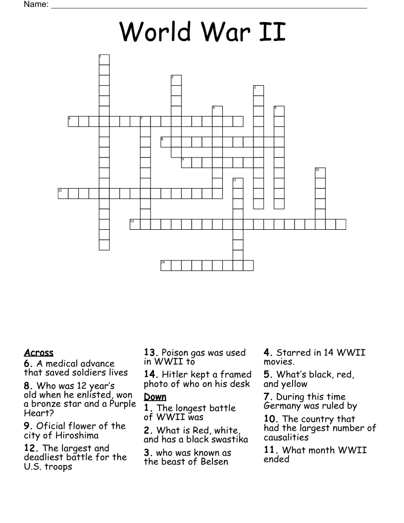 World War II Crossword - WordMint