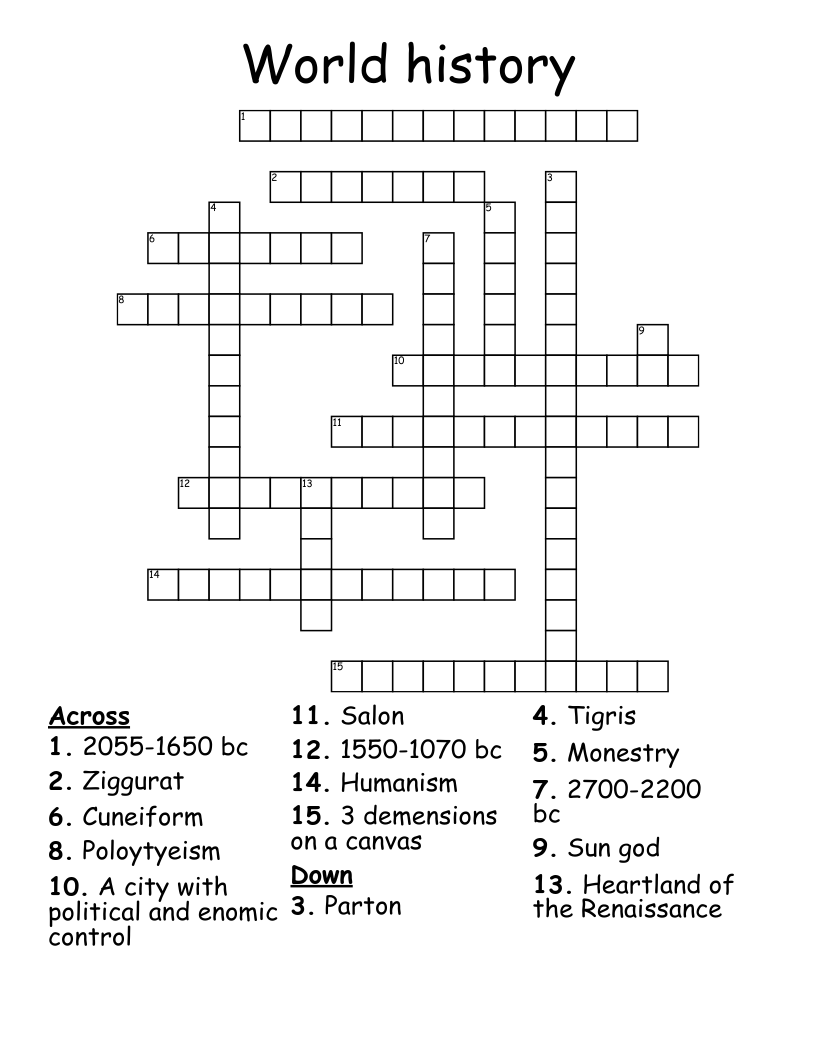 World History Crossword WordMint