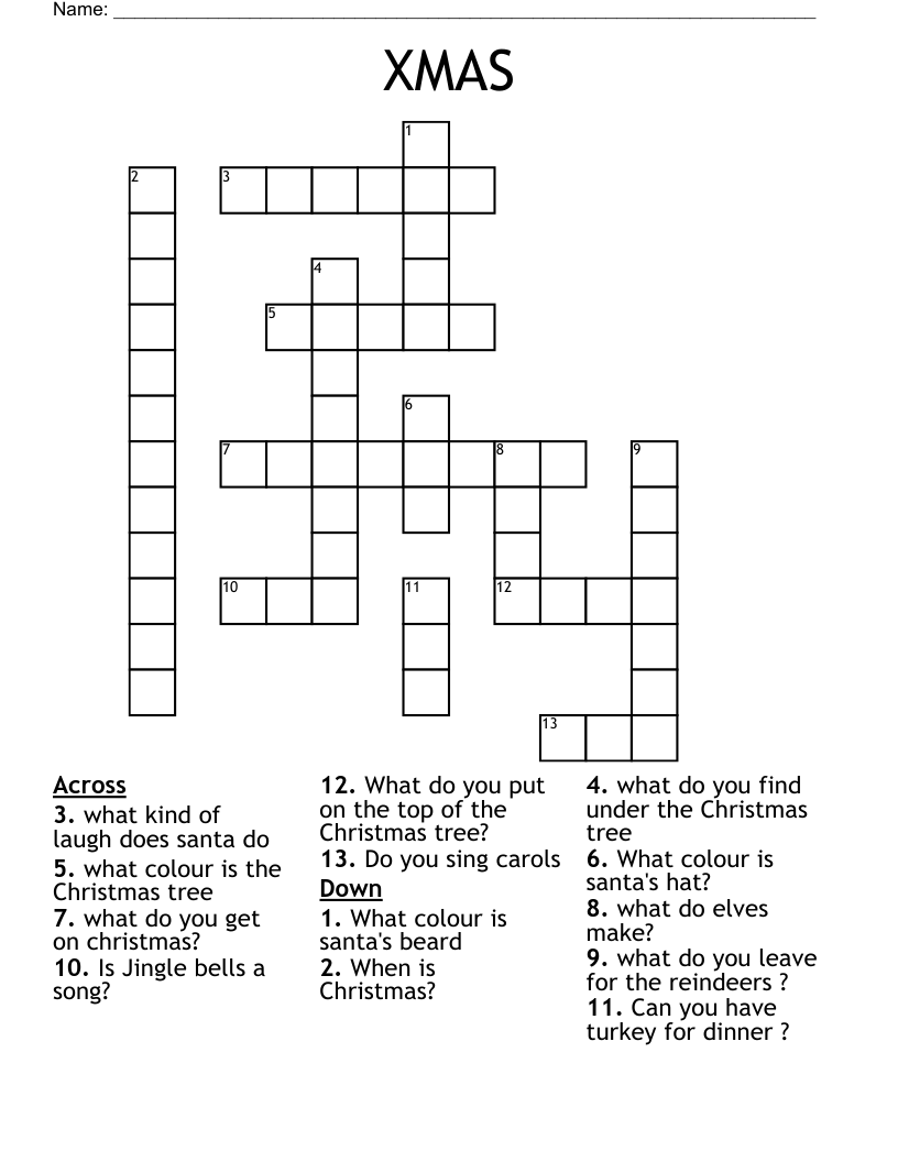XMAS Crossword WordMint