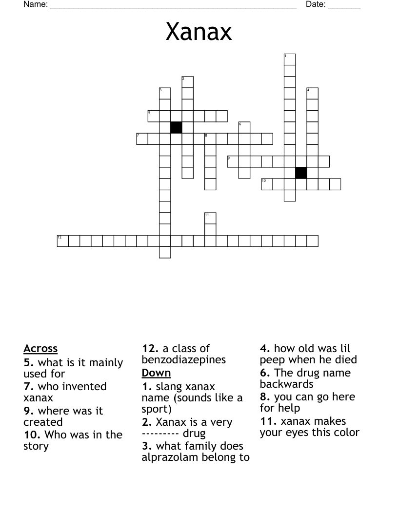 Xanax Crossword