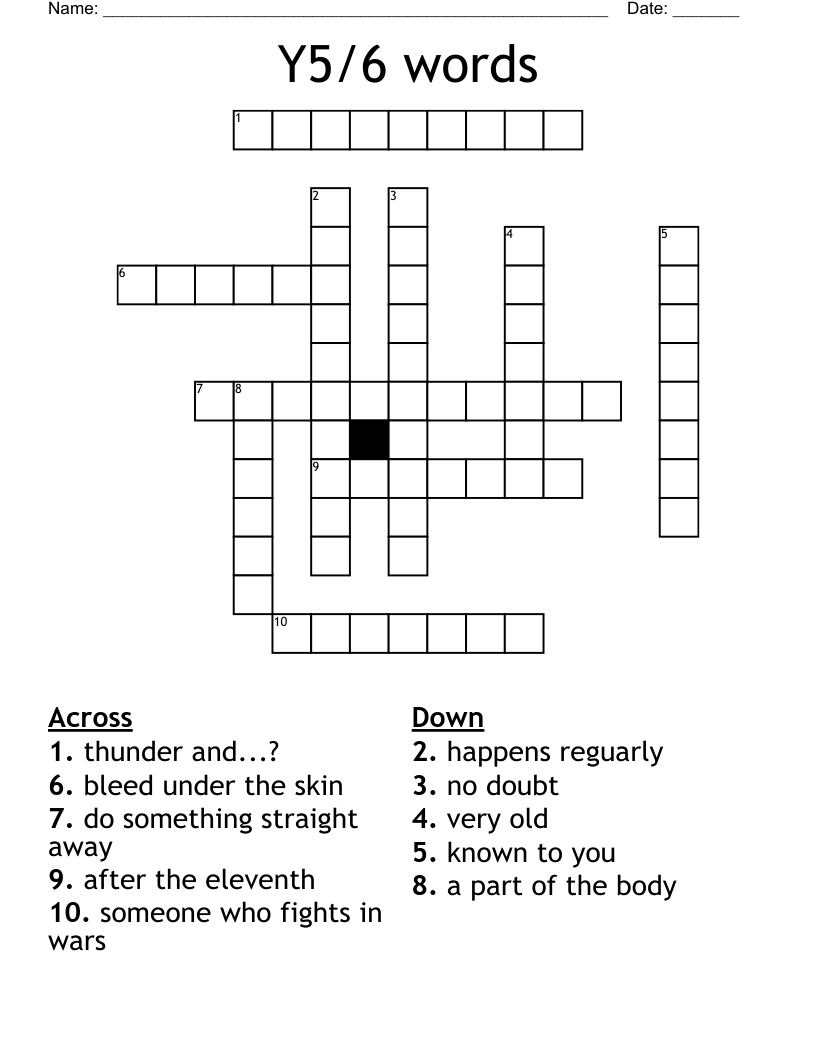 Y5/6 words Crossword