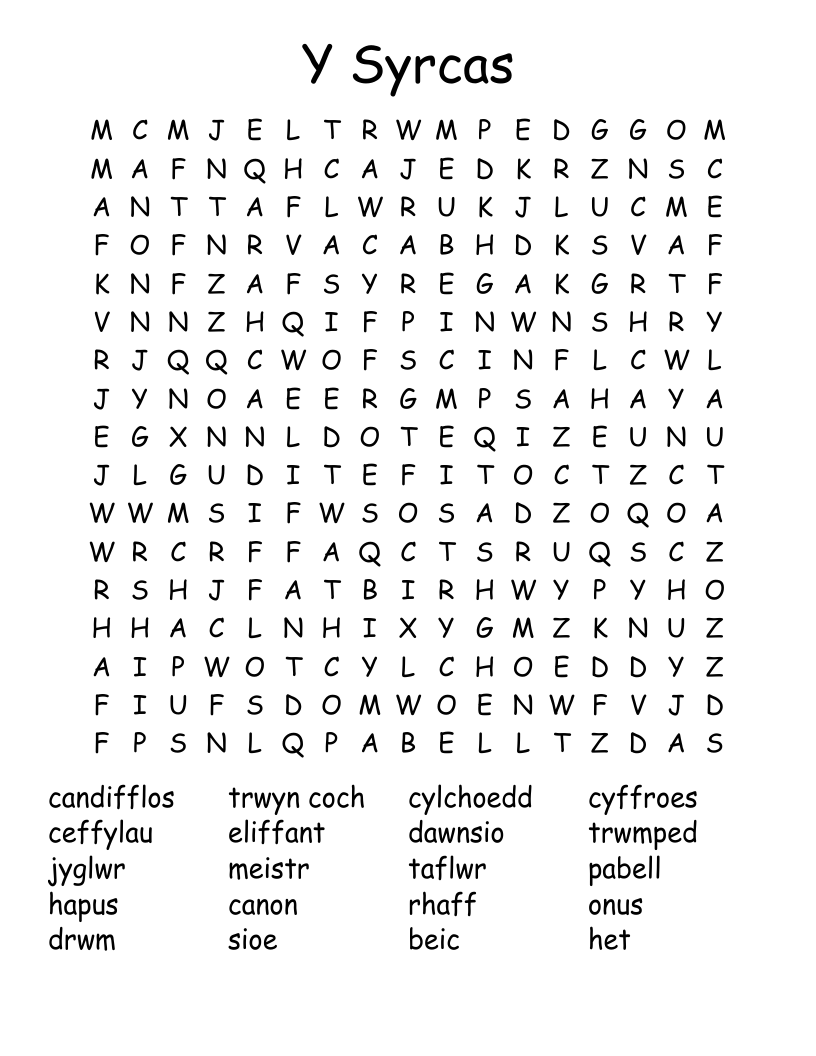 Welsh Language Crosswords Word Searches Bingo Cards WordMint