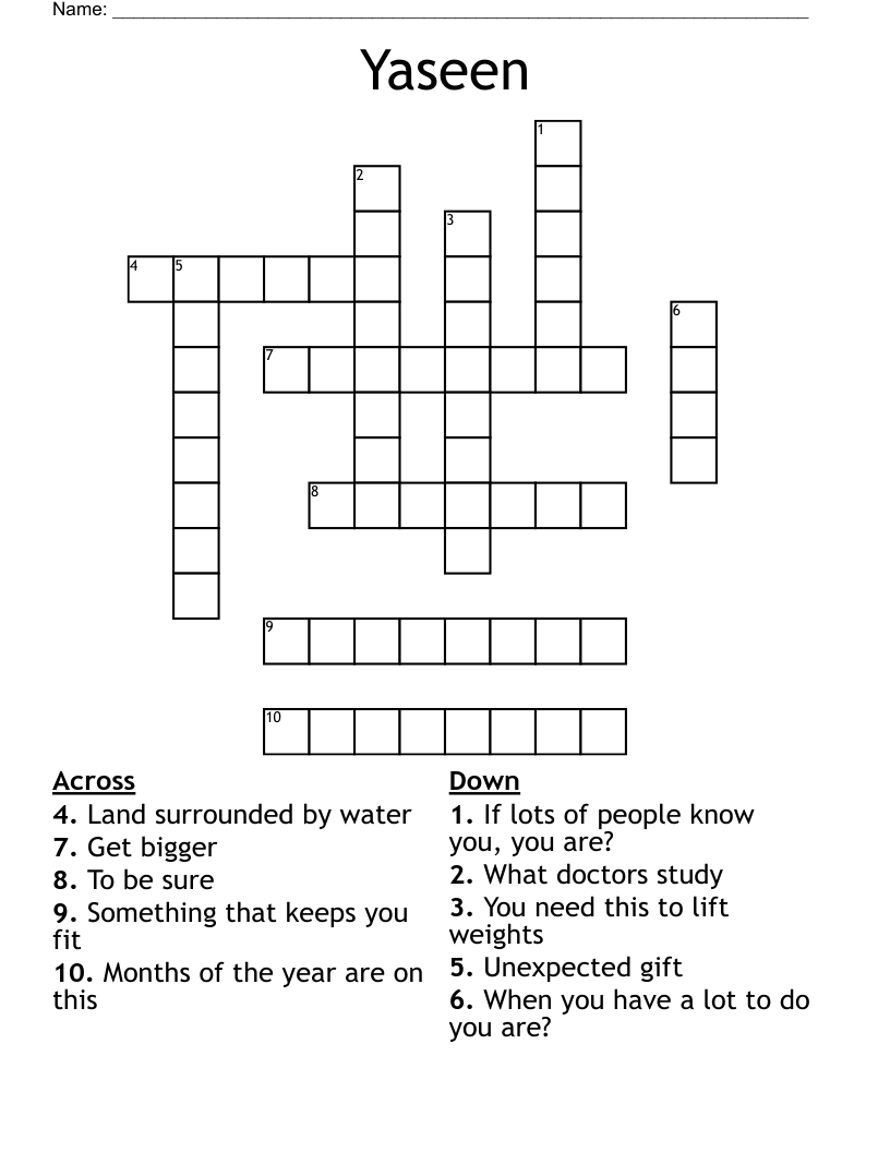Yaseen Crossword