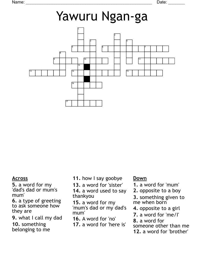 Yawuru Nganga Crossword WordMint