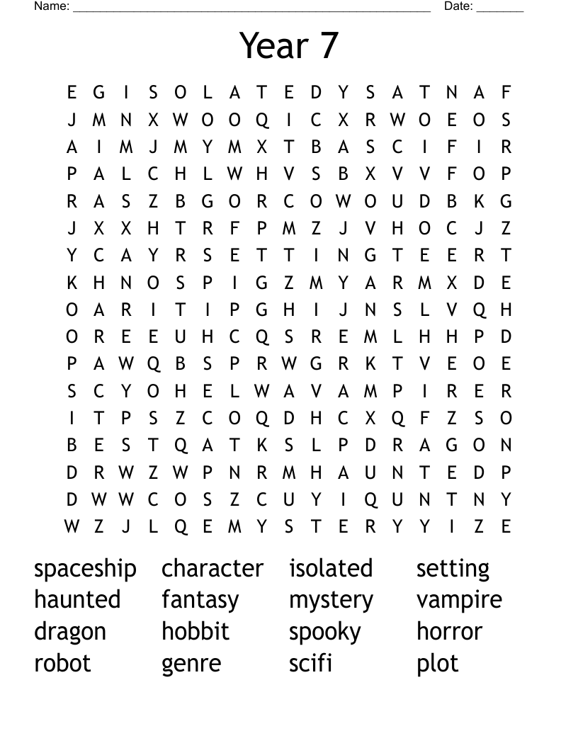 Year 7 Word Search WordMint