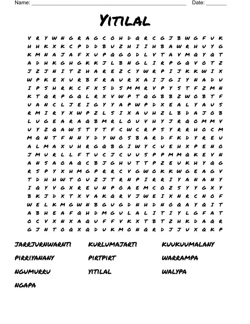 Yitilal Word Search