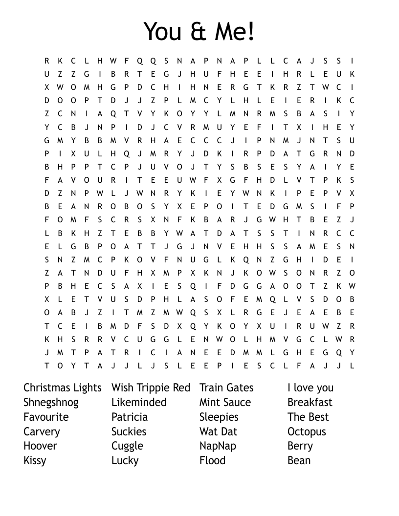 You & Me!  Word Search