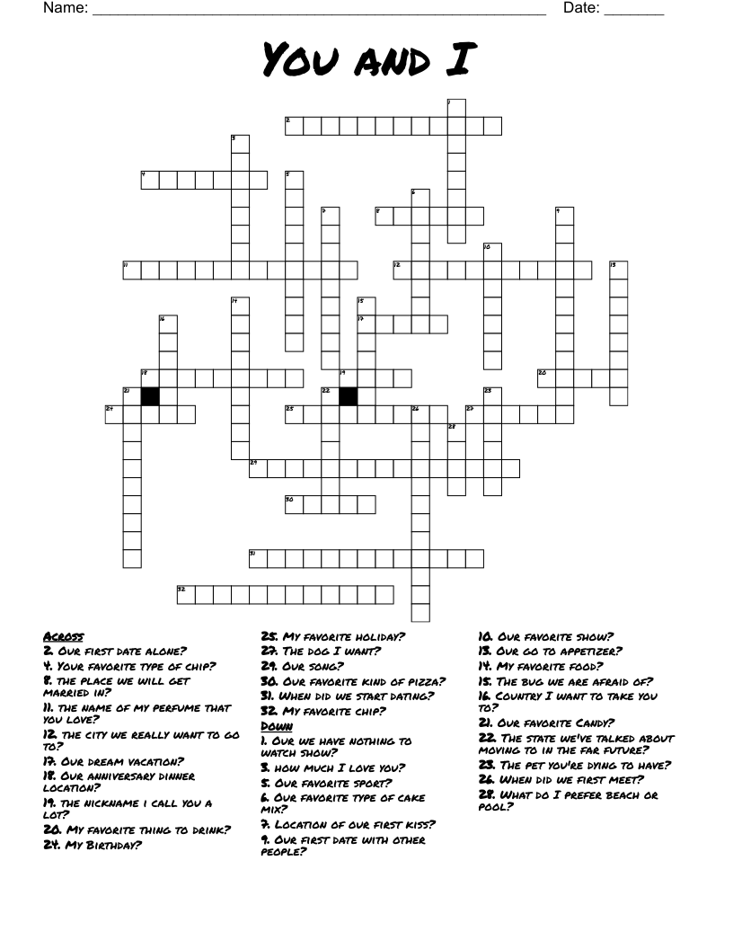 You and I Crossword WordMint