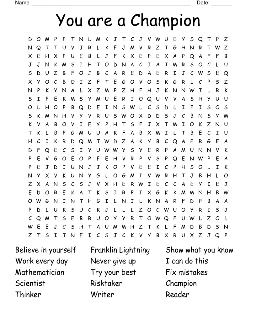 You are a Champion Word Search