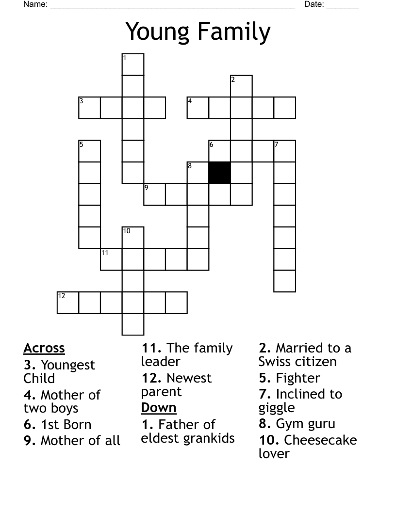 Young Family Crossword WordMint