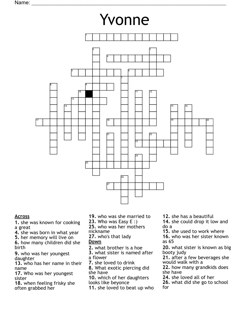Yvonne Crossword WordMint