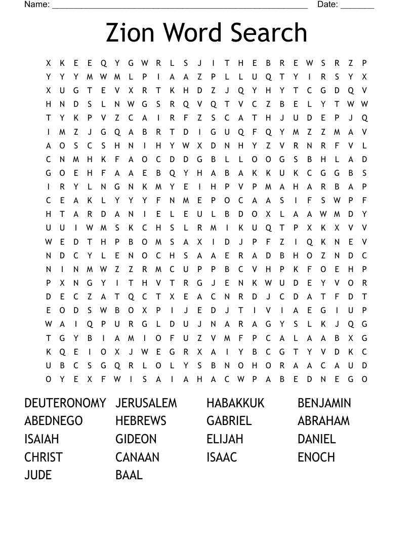 Zion Word Search 