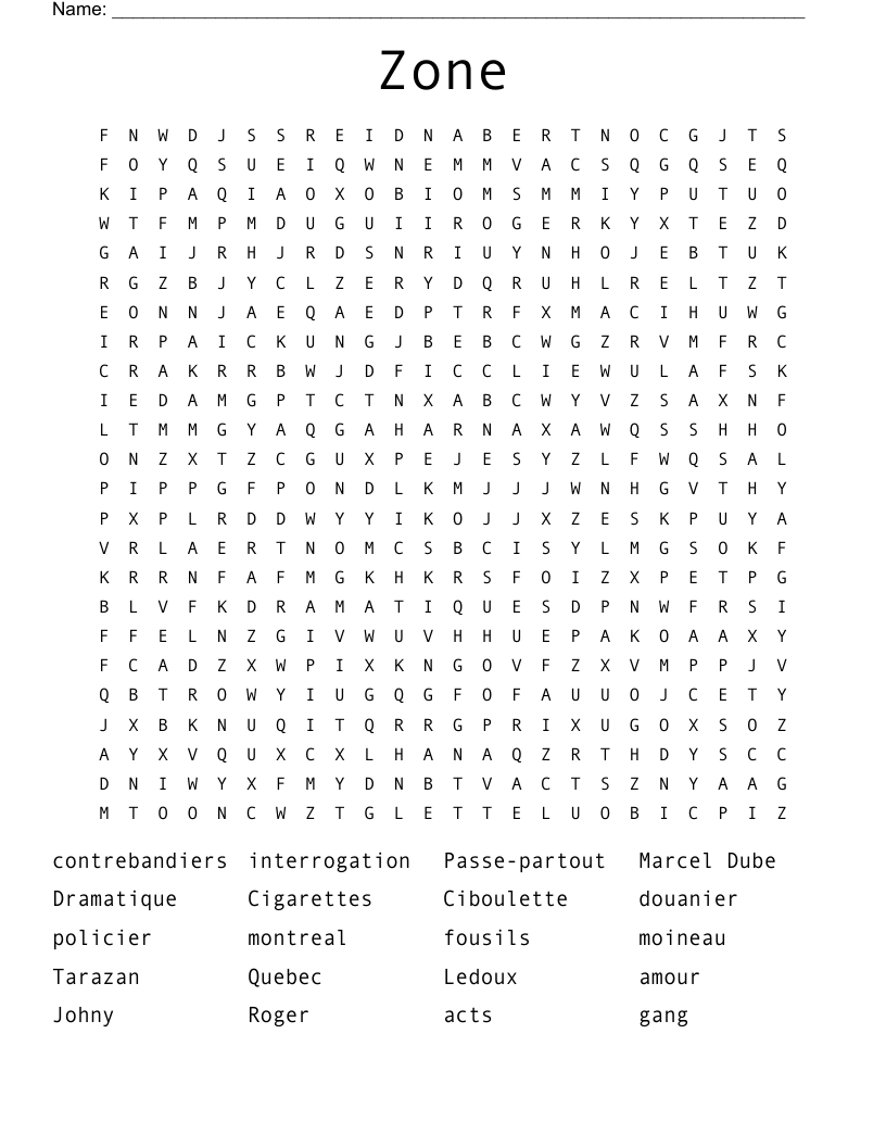 Zone Word Search