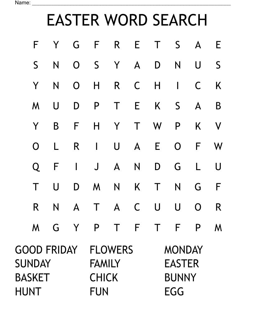  EASTER WORD SEARCH