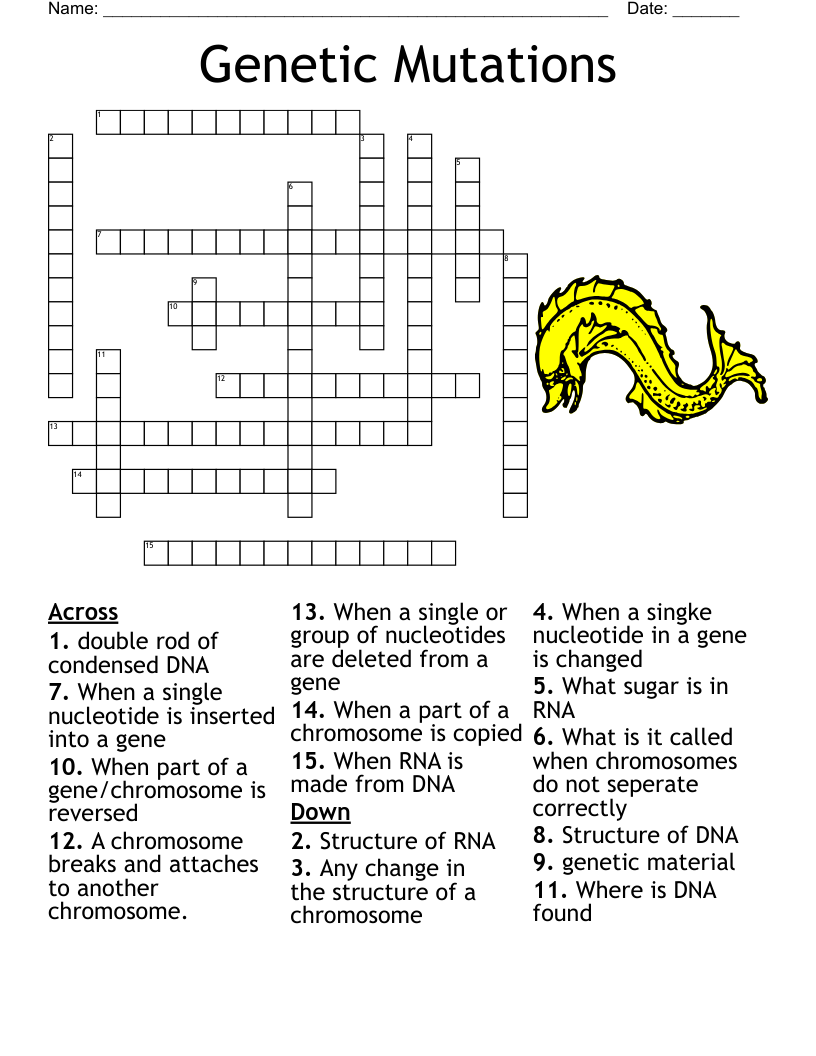  Genetic Mutations  Crossword