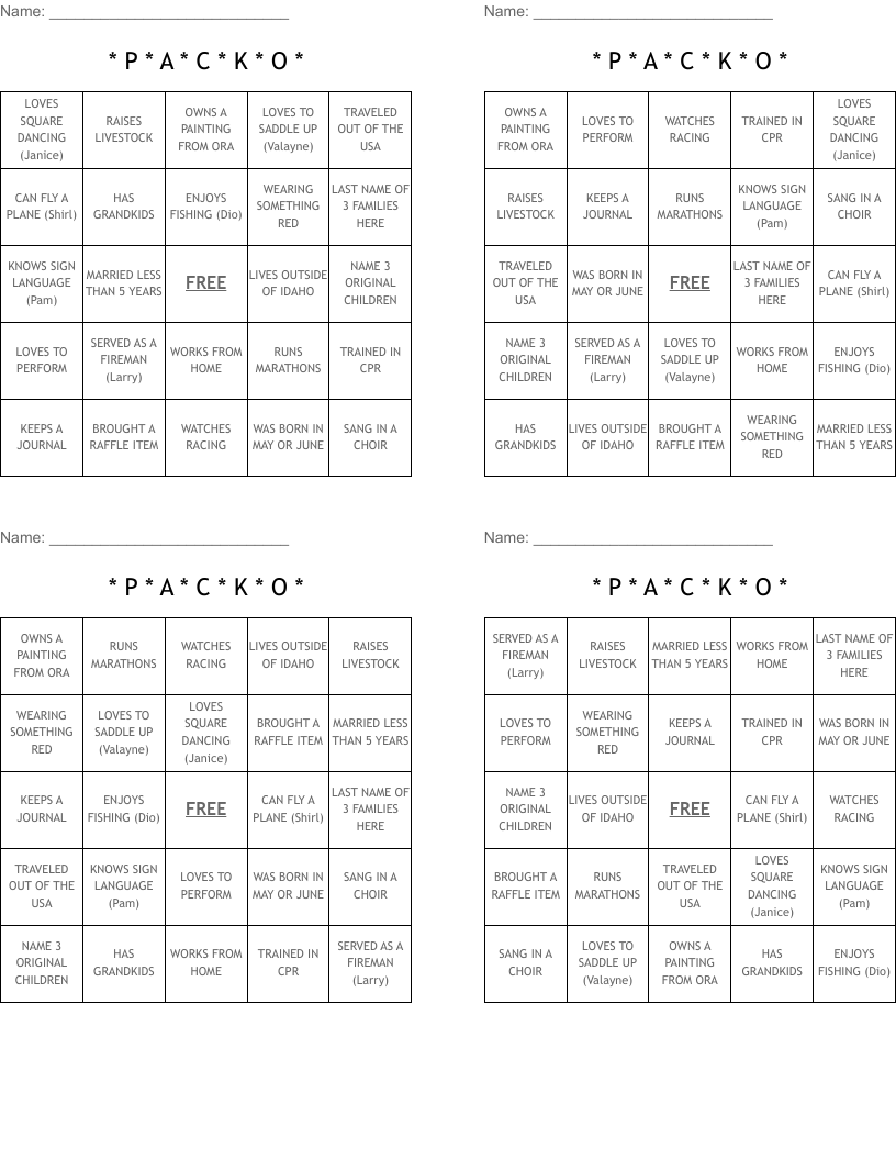 * P * A * C * K * O *