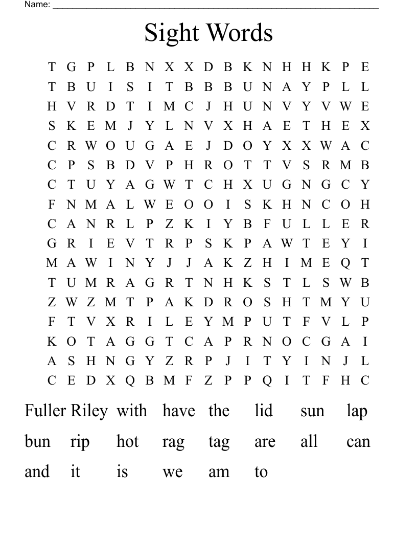  Sight Words  Word Search