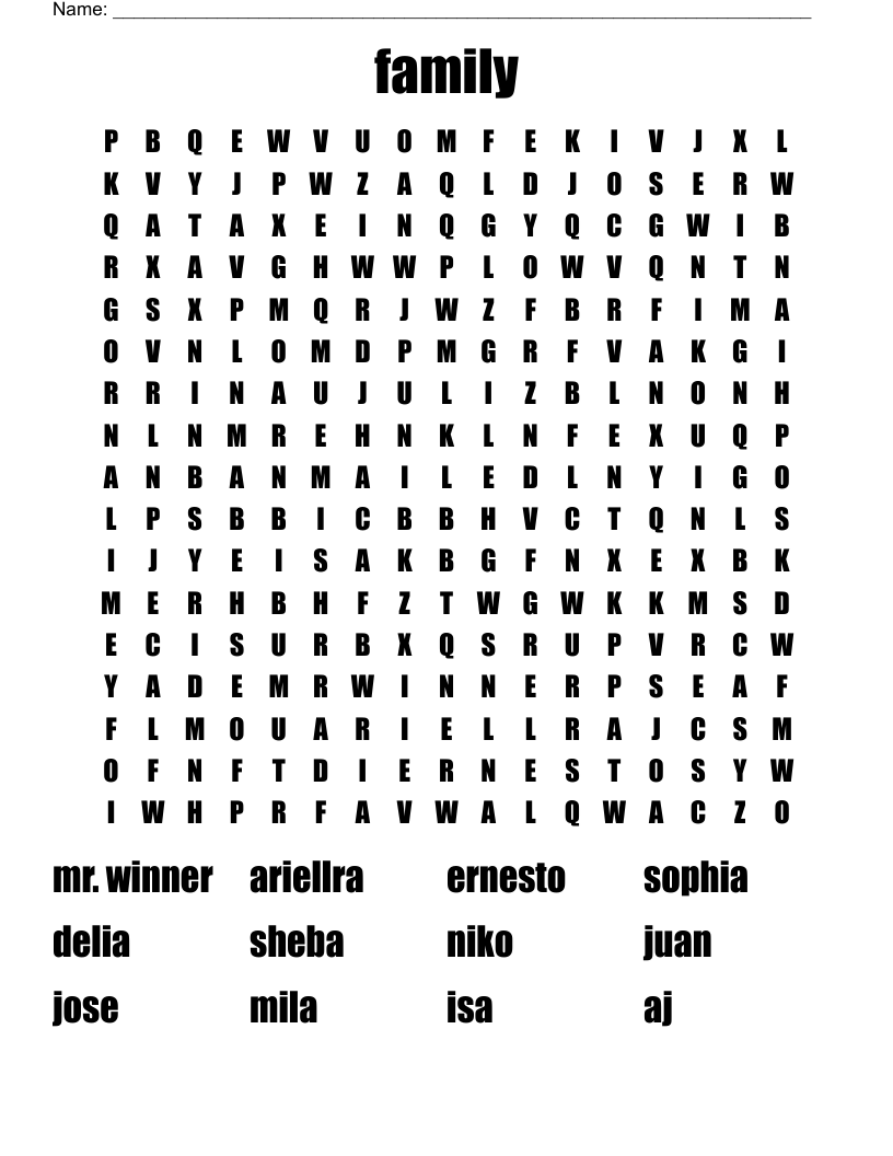  family Word Search