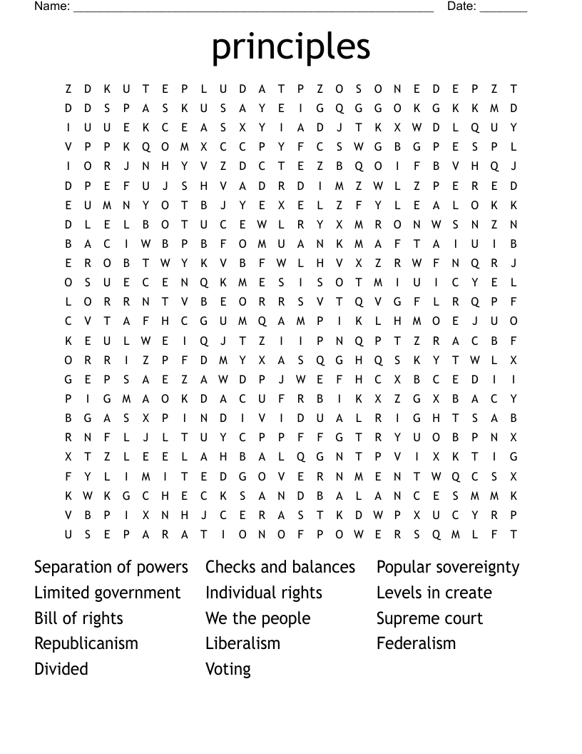 Principles Word Search WordMint