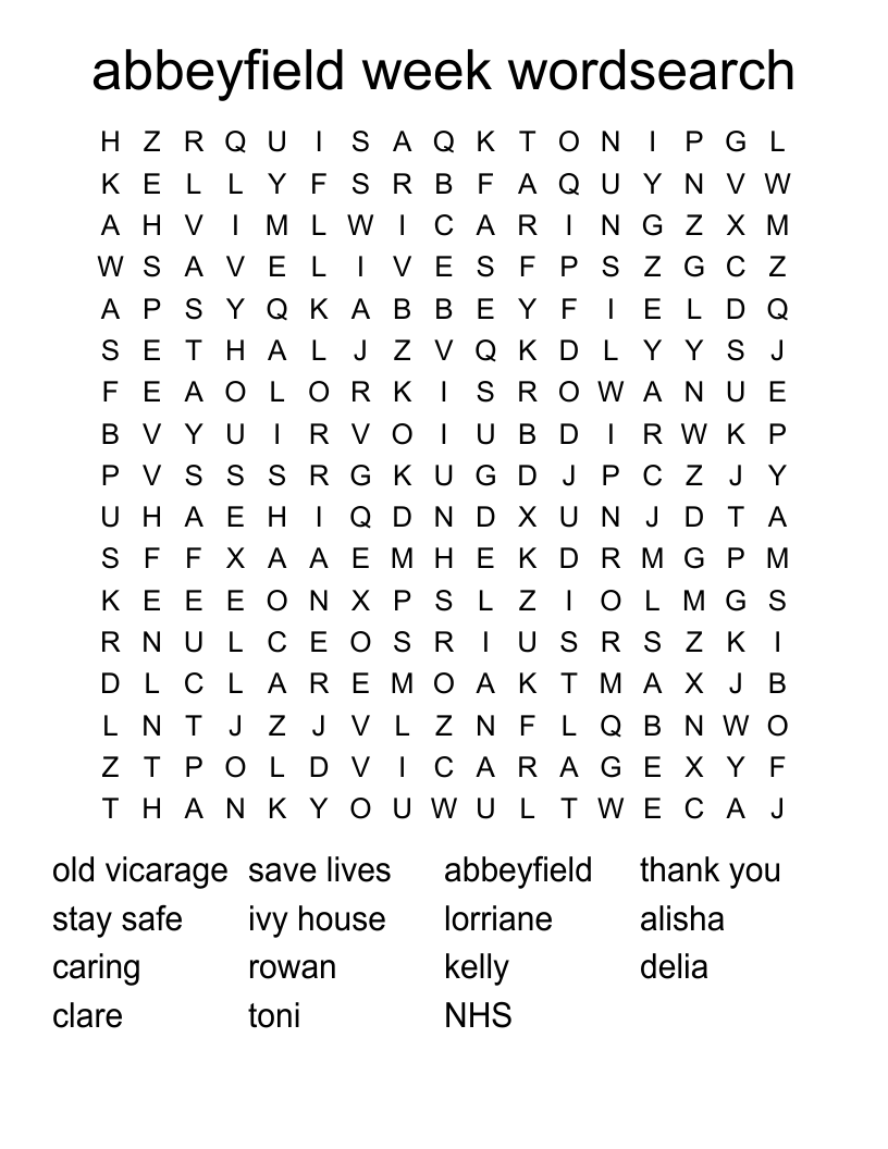abbeyfield week wordsearch