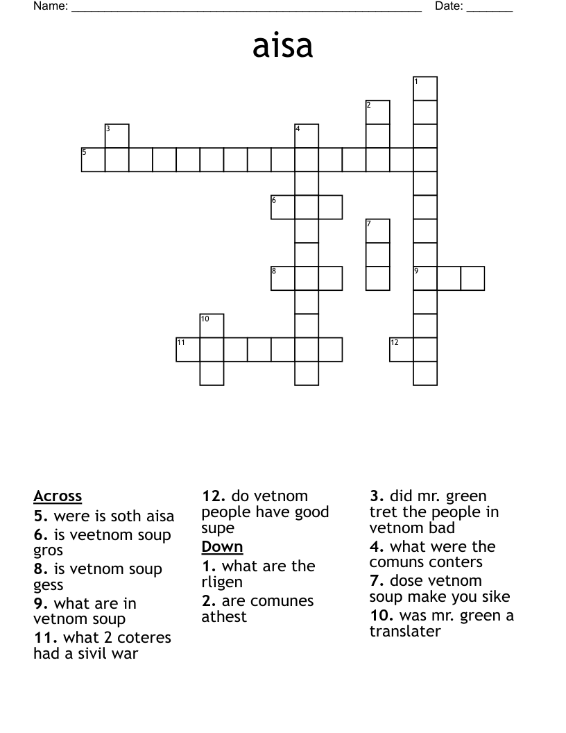 aisa Crossword