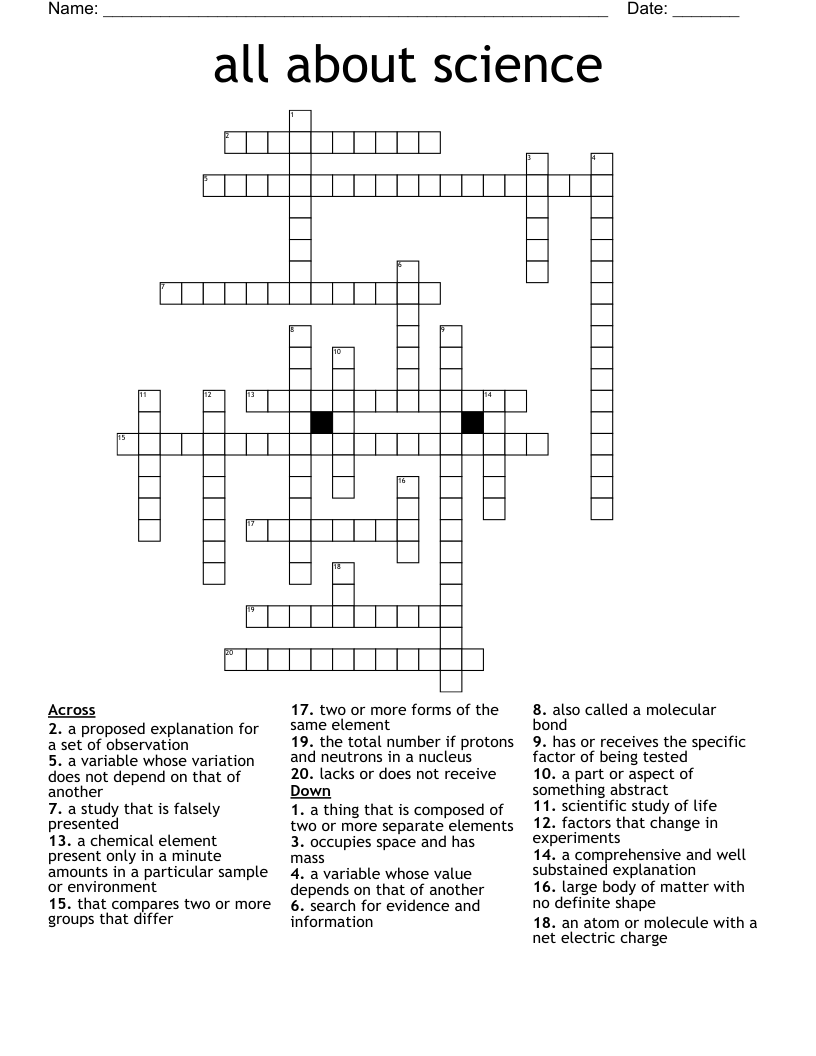 all about science Crossword