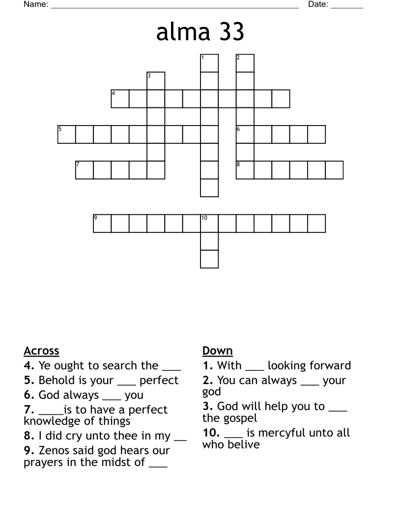 alma 33 Crossword