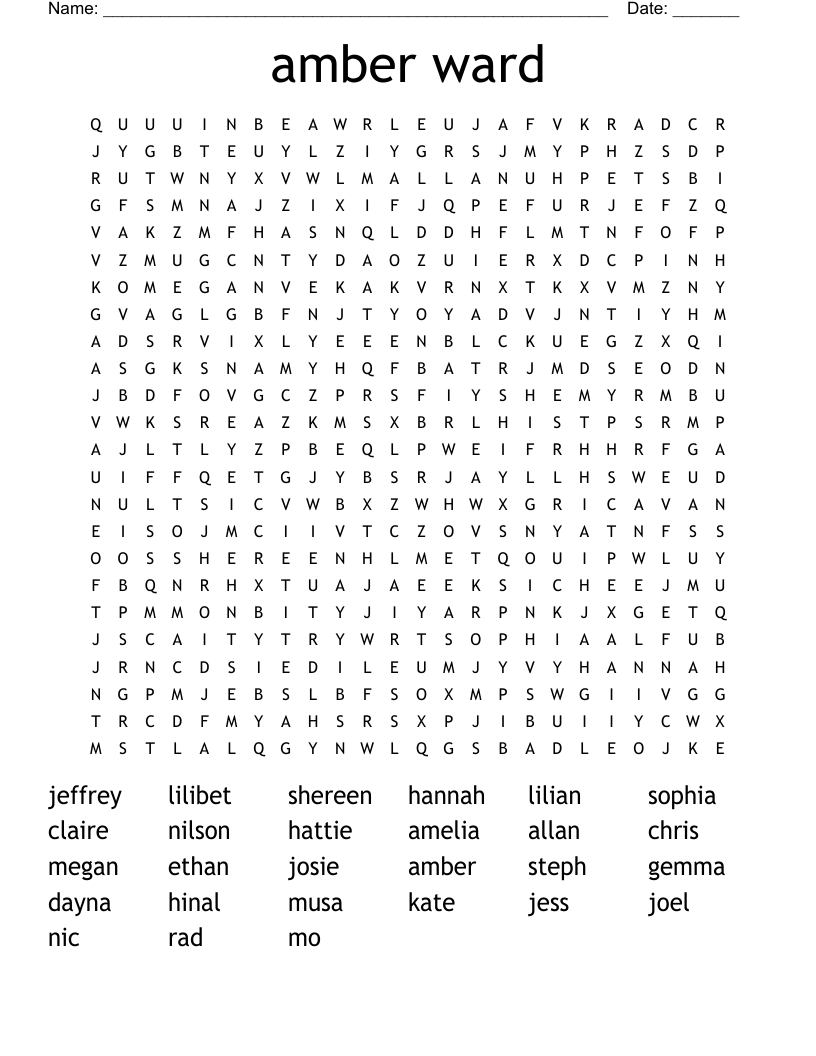 amber ward Word Search