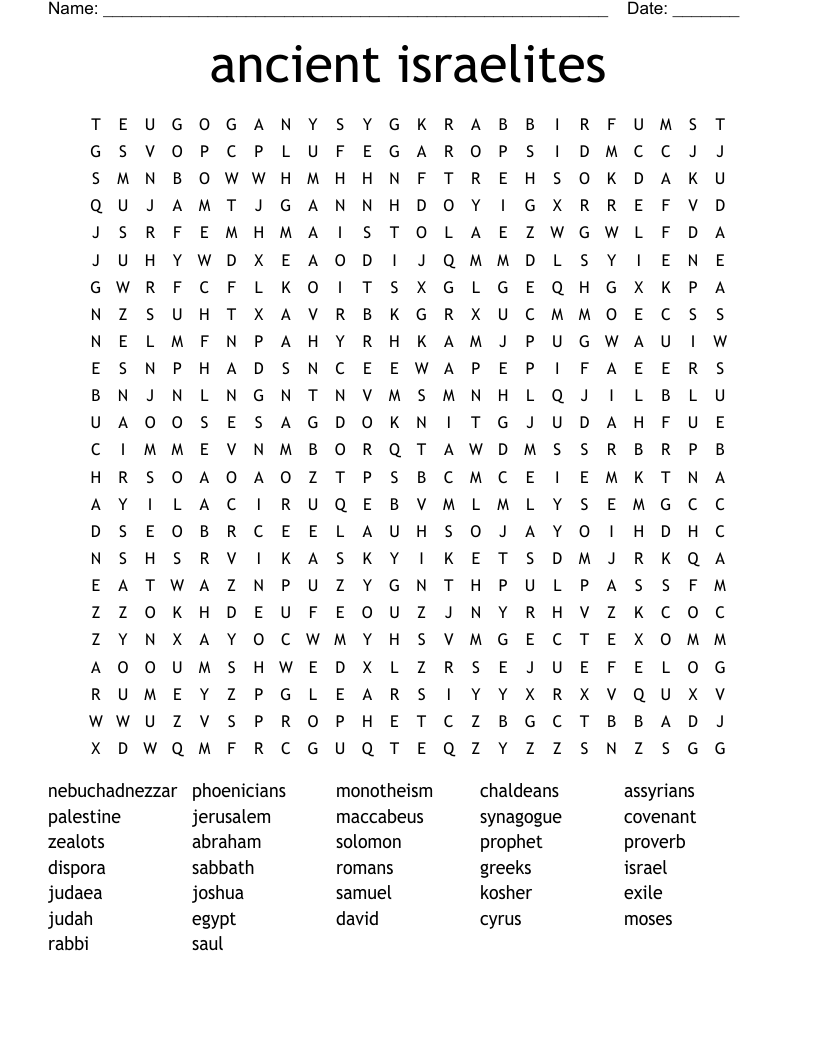 Ancient Israelites Word Search WordMint