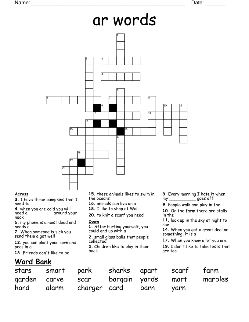 ar words Crossword