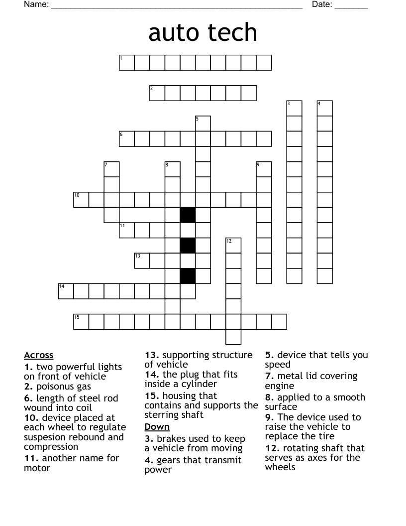 Automotive Crossword WordMint