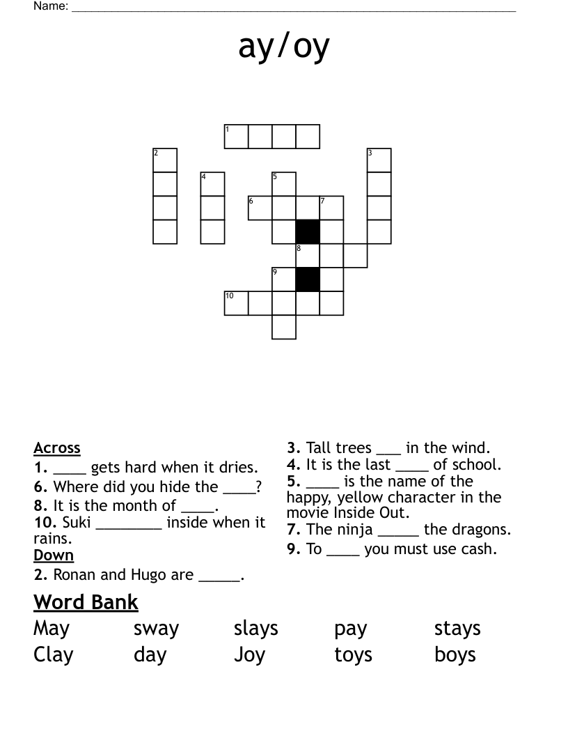 ay/oy Crossword