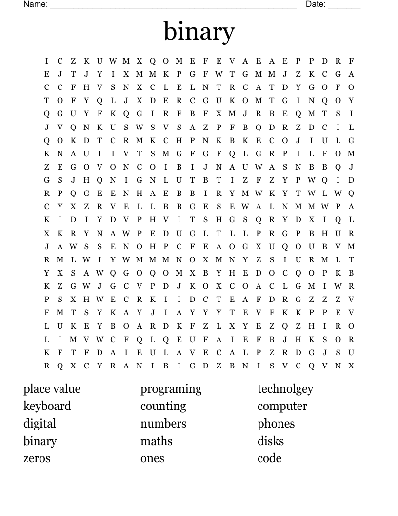 binary Word Search WordMint