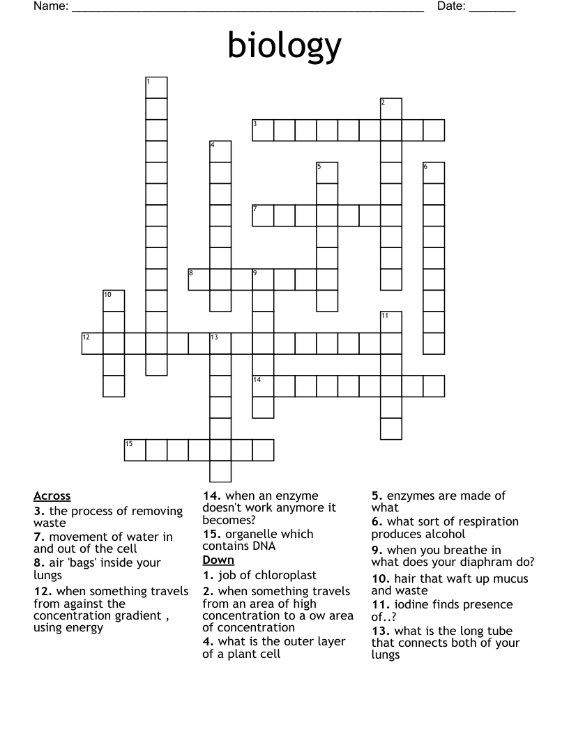 biology Crossword