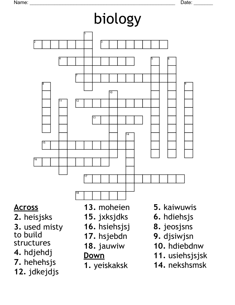 biology Crossword