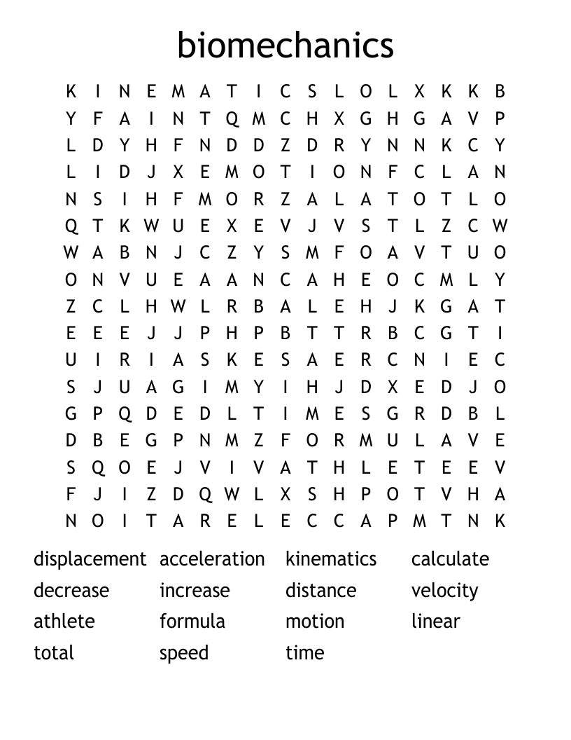 biomechanics  Word Search