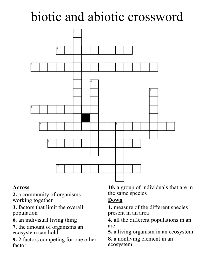 biotic and abiotic crossword