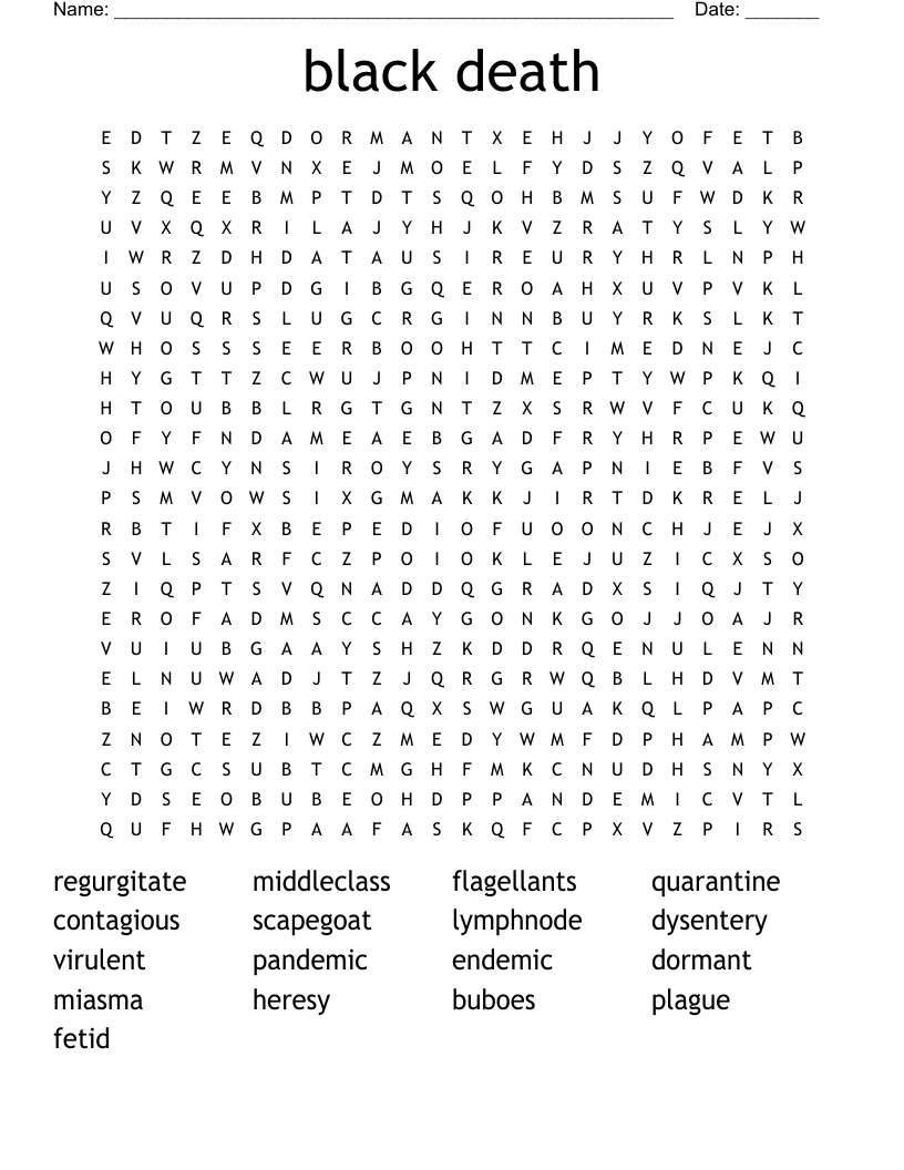 black death Word Search