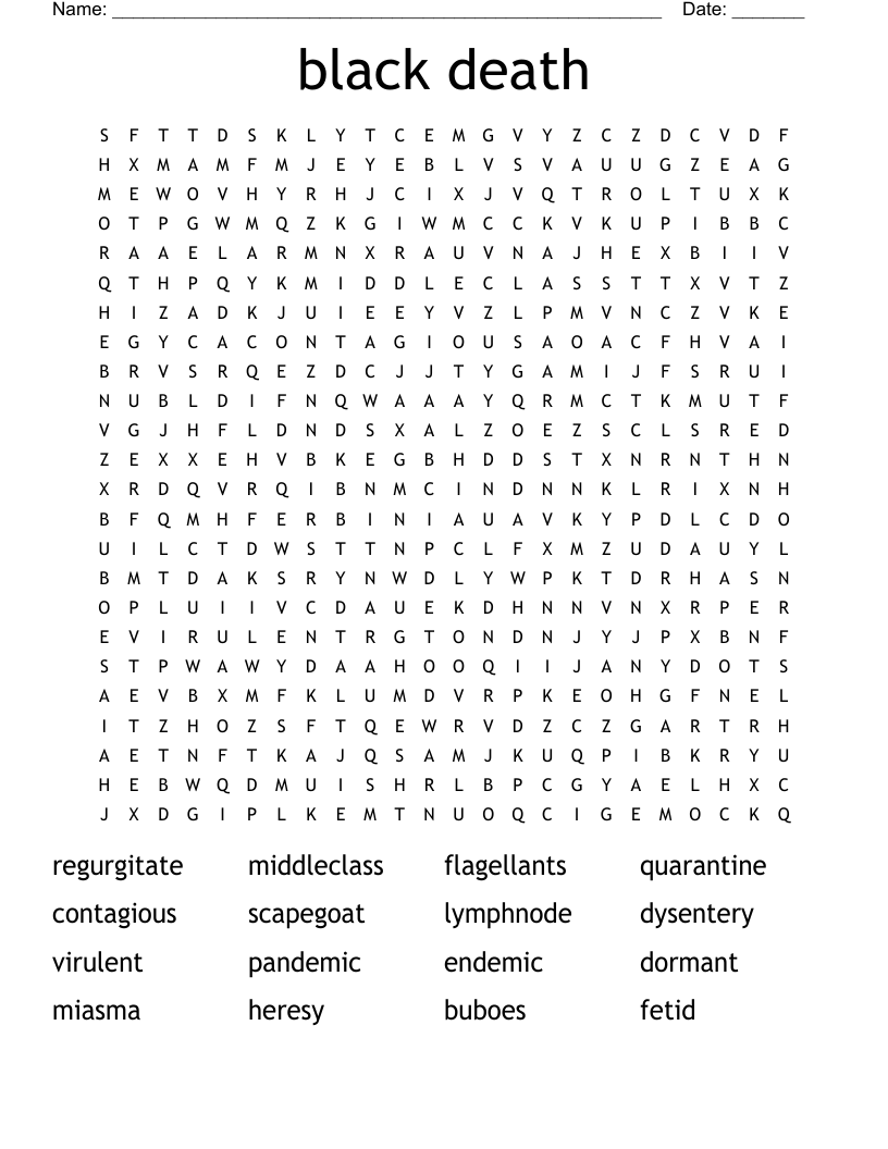 black death Word Search