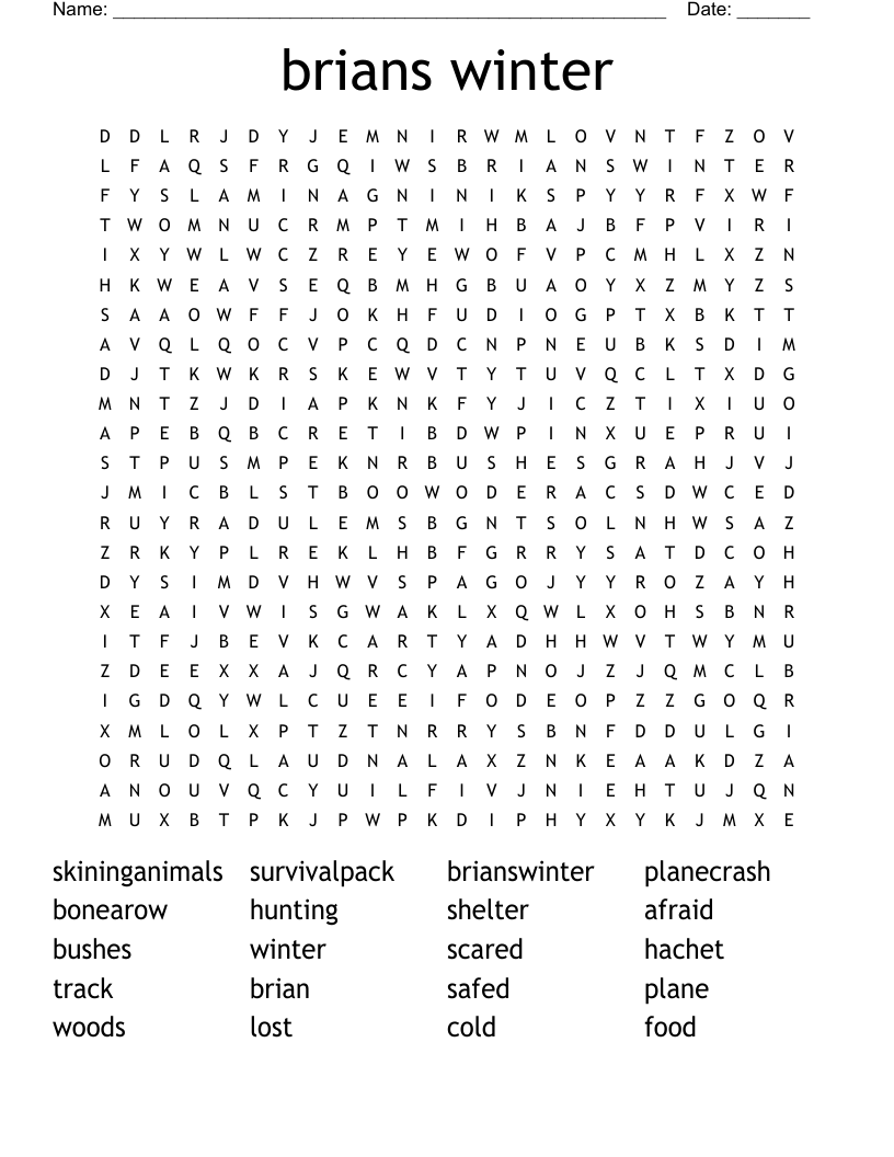 Brians Winter Word Search WordMint Brians Winter Word Search WordMint