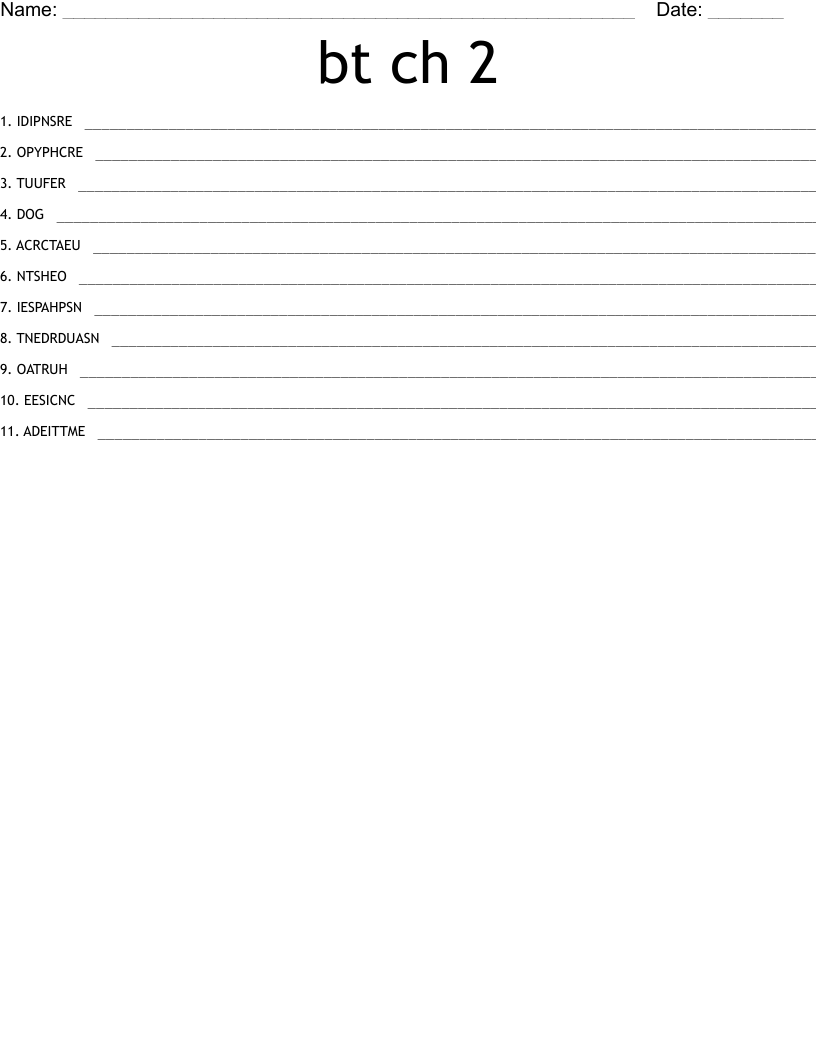 bt ch 2 Word Scramble