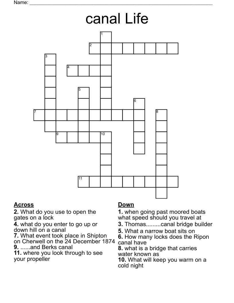 canal Life Crossword