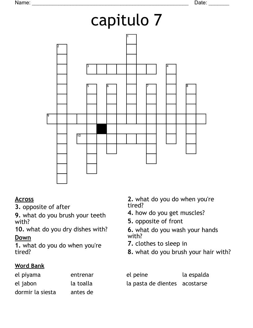 capitulo 7 Crossword