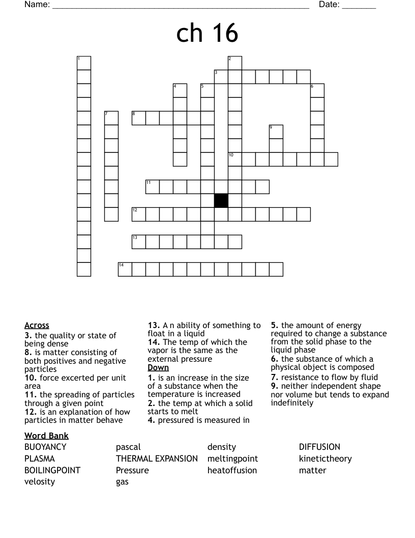 ch 16 Crossword