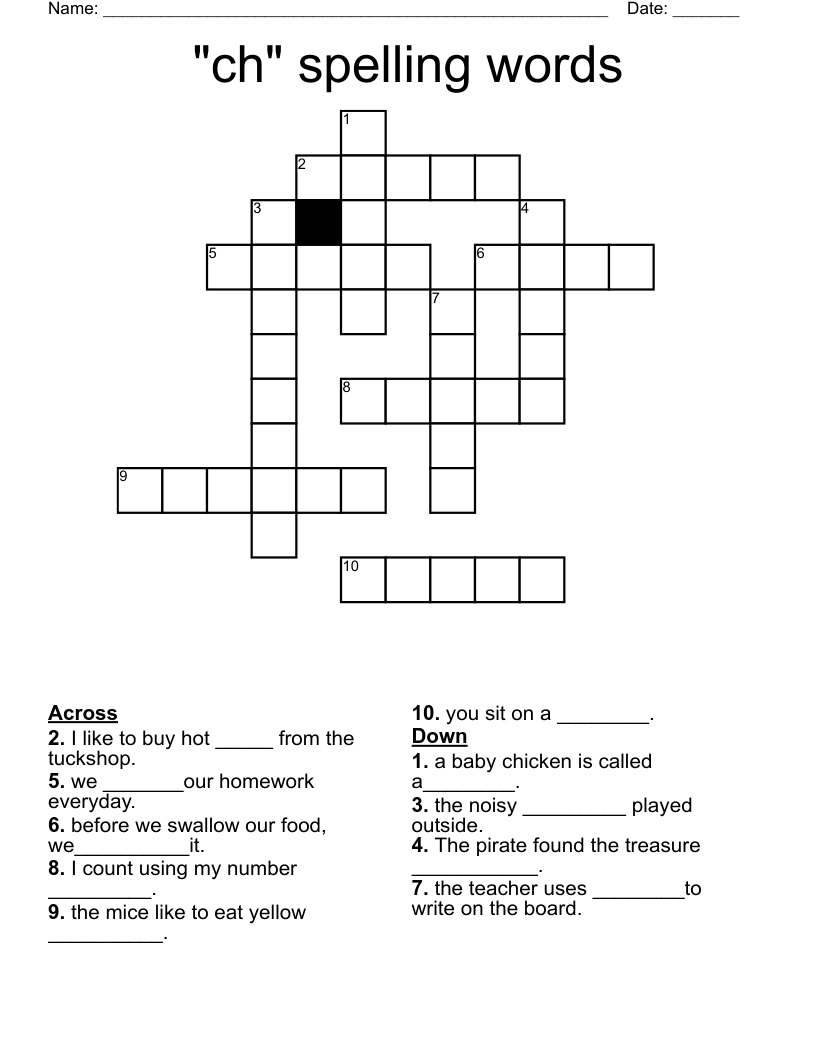 "ch" spelling words Crossword