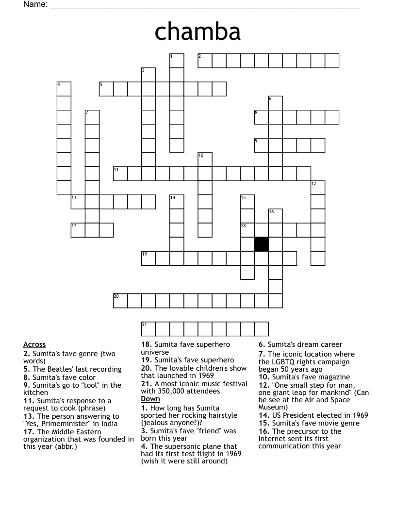 chamba Crossword