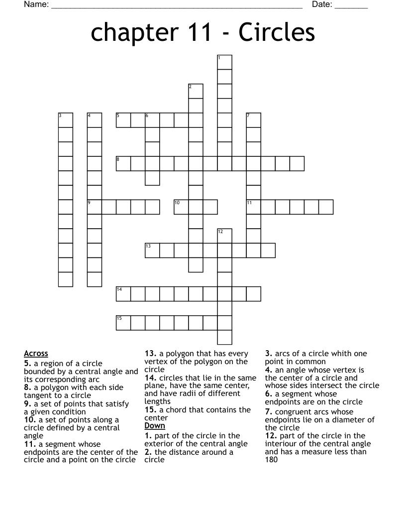 Circle Crossword Puzzle WordMint