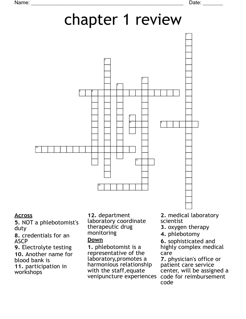 chapter 1 review Crossword